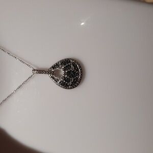 GENUINE BLUE 💎 PENDANT NECKLACE SOLID STERLING SILVER 18" CHAIN 🎁 RHODIUM